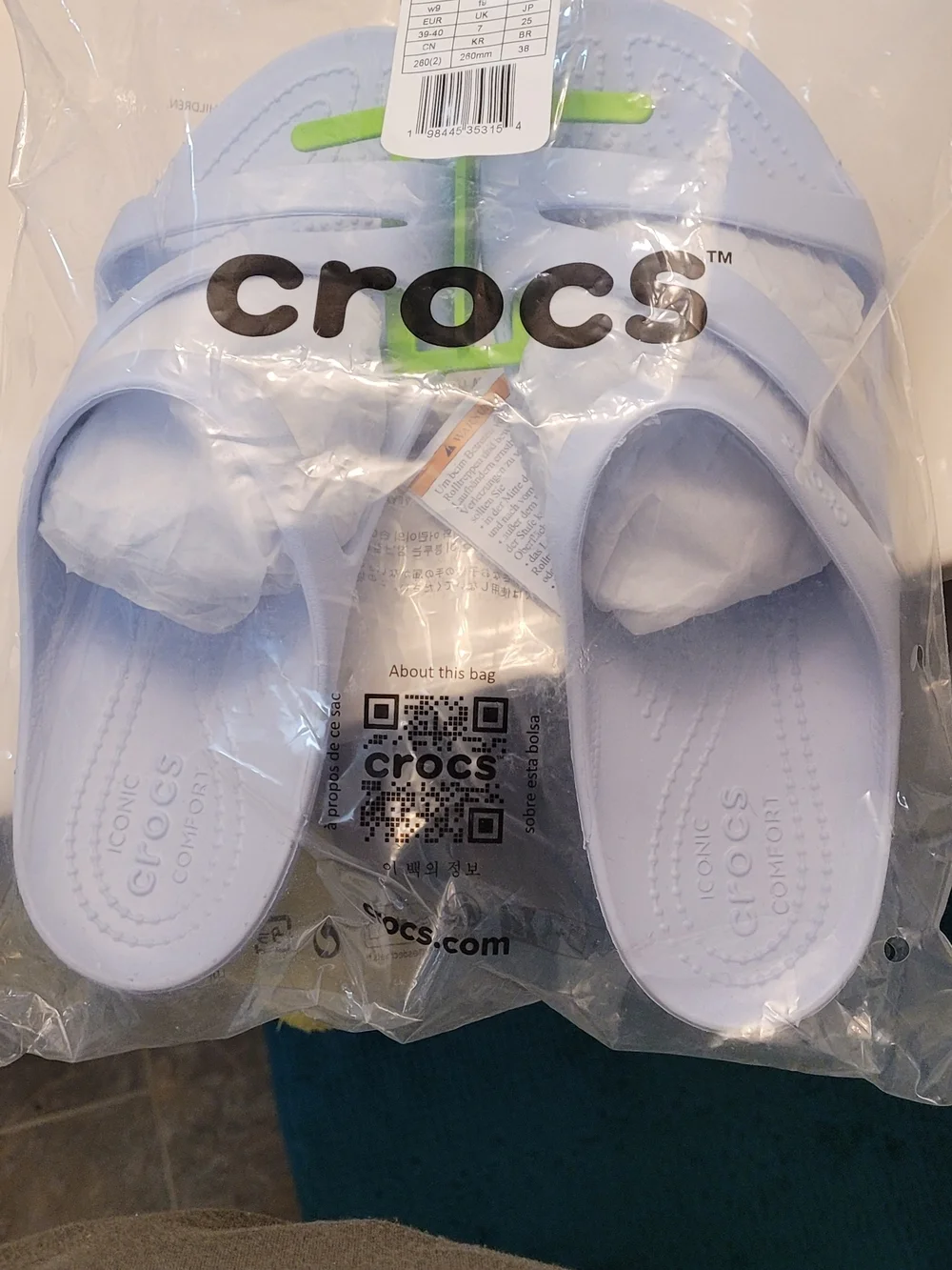 NWT in Bag-CROCS Women's Pale Blue Strappy Slide Sandals